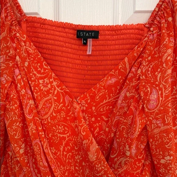 STATE Women's Red Paisley Wrap Blouse - Picture 8 of 8